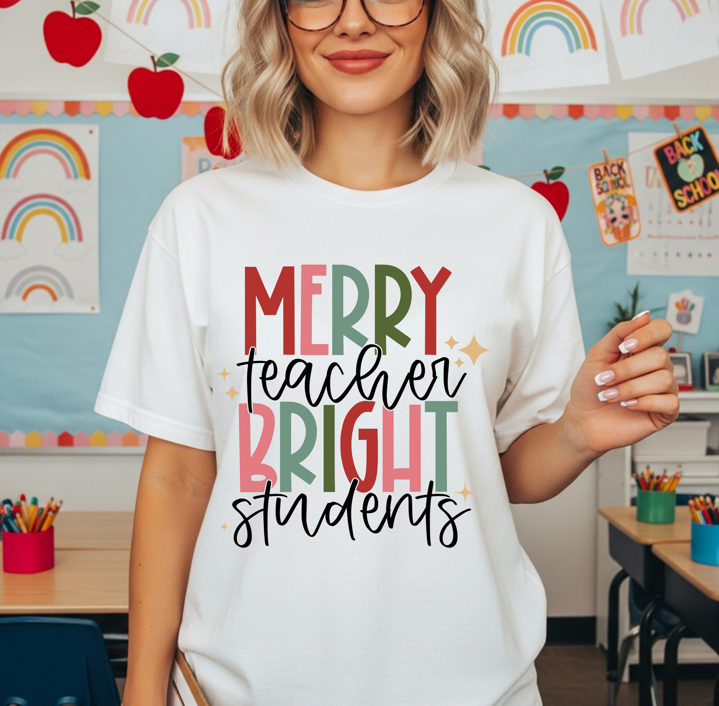Merry Teacher Bright Students T-Shirt