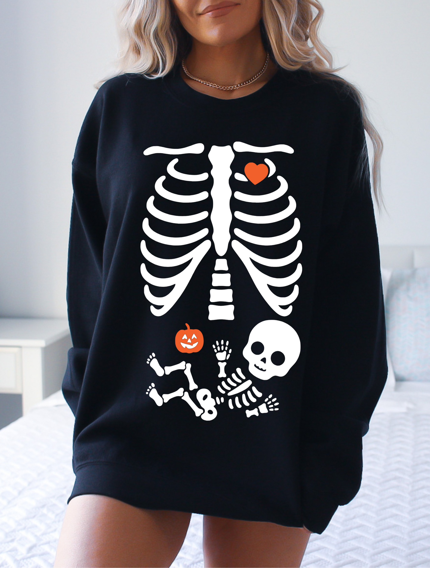 Pregnant Skeleton Halloween Sweatshirt
