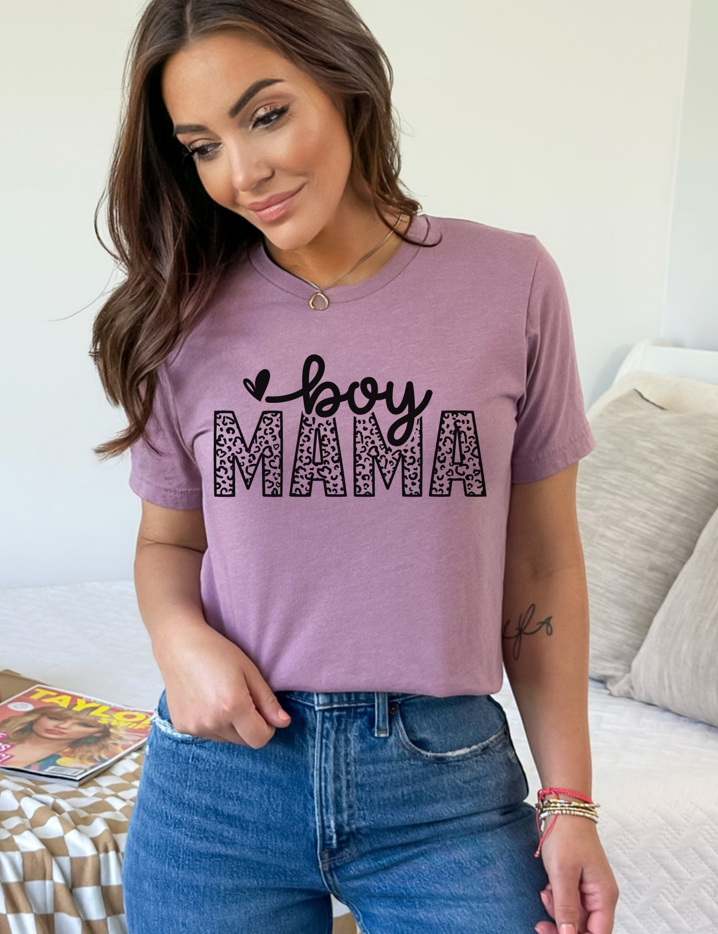 Boy Mama Leopard Print T-Shirt