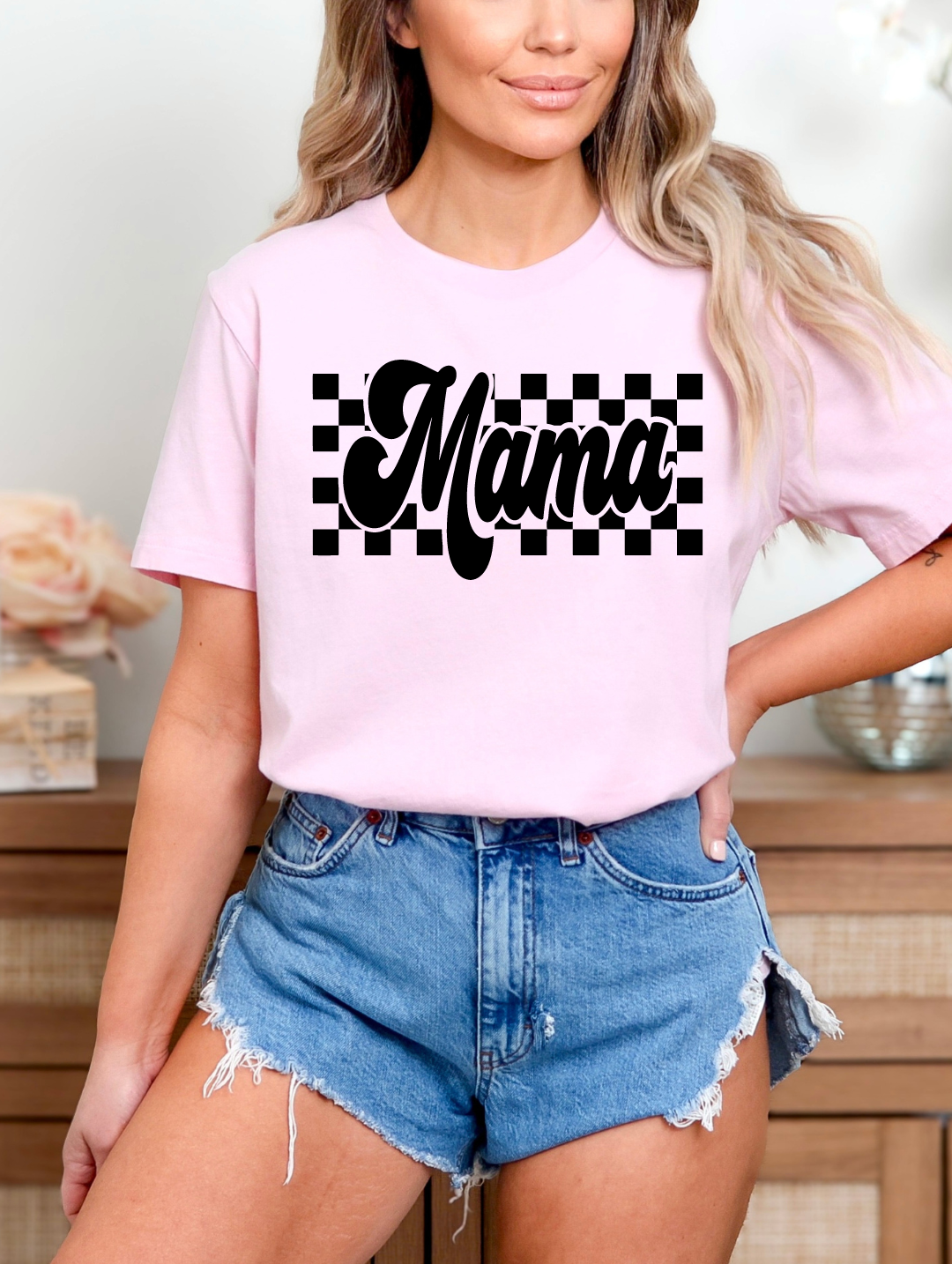 Mama Checkered T-Shirt