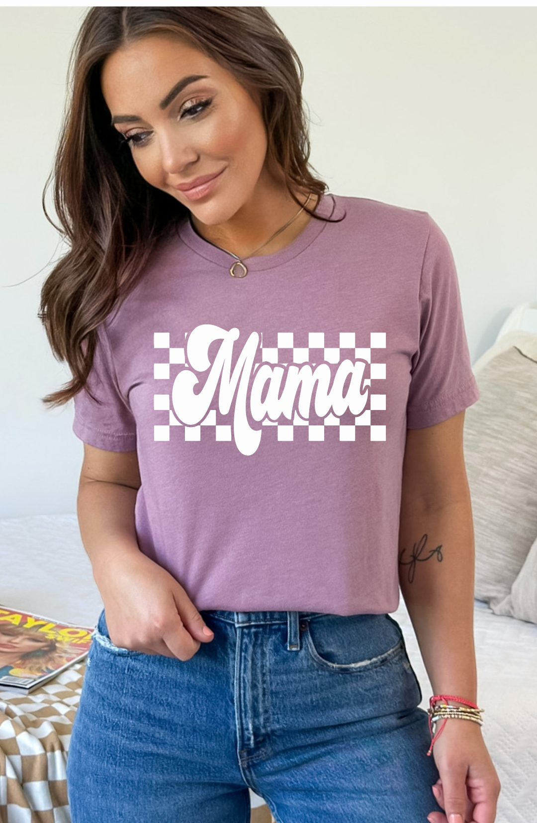 Mama Checkered T-Shirt