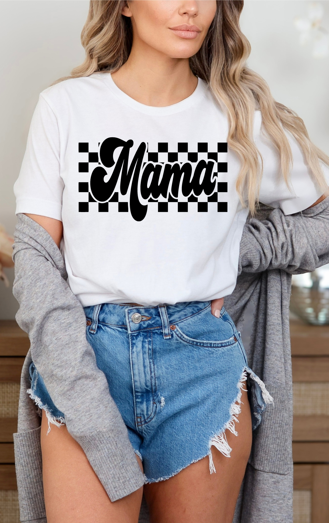 Mama Checkered T-Shirt