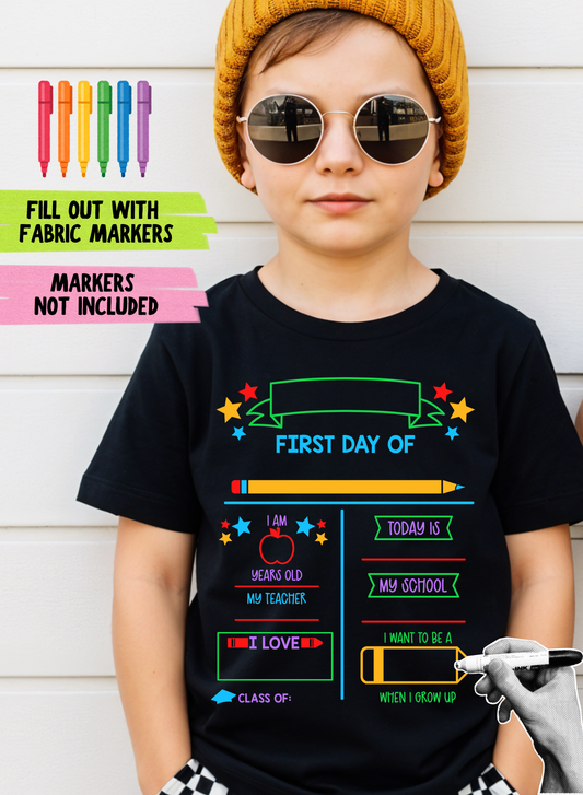First Day of School Marker Fun T-shirt