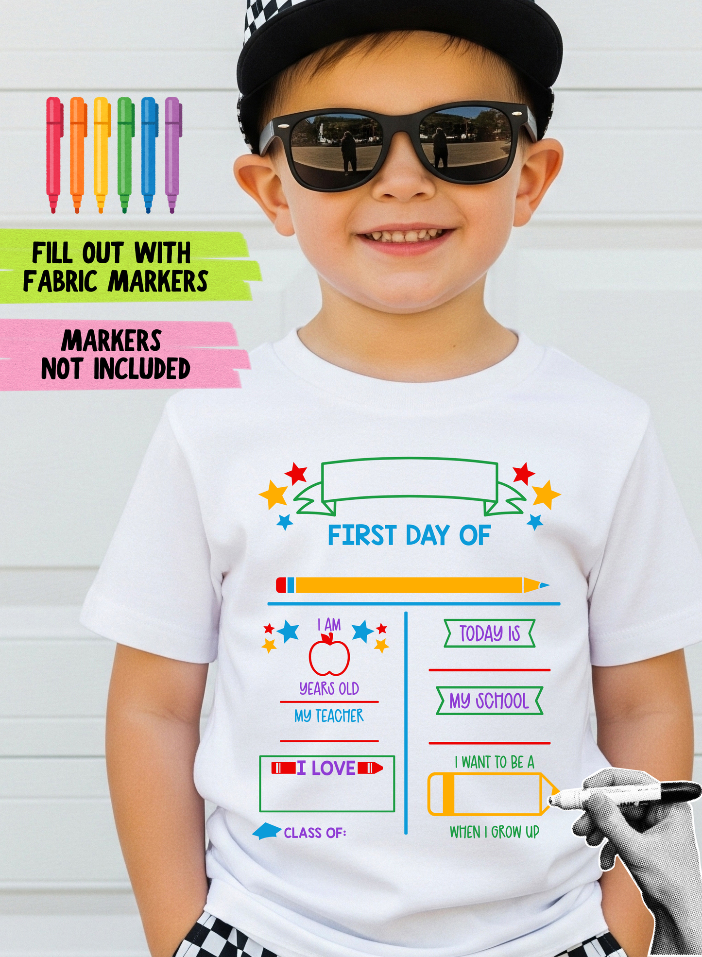 First Day of School Marker Fun T-shirt