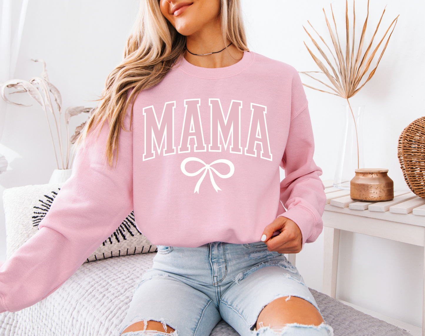 Mama Pink Bow Sweatshirt