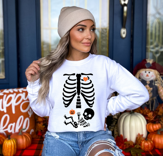 Pregnant Skeleton Halloween Sweatshirt