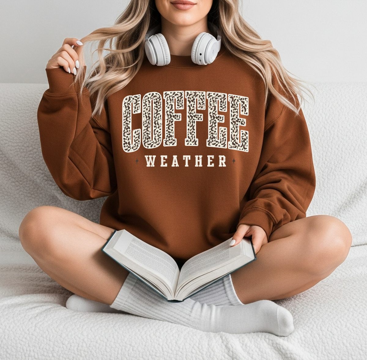 Coffee Weather Leopard Sweatshirt